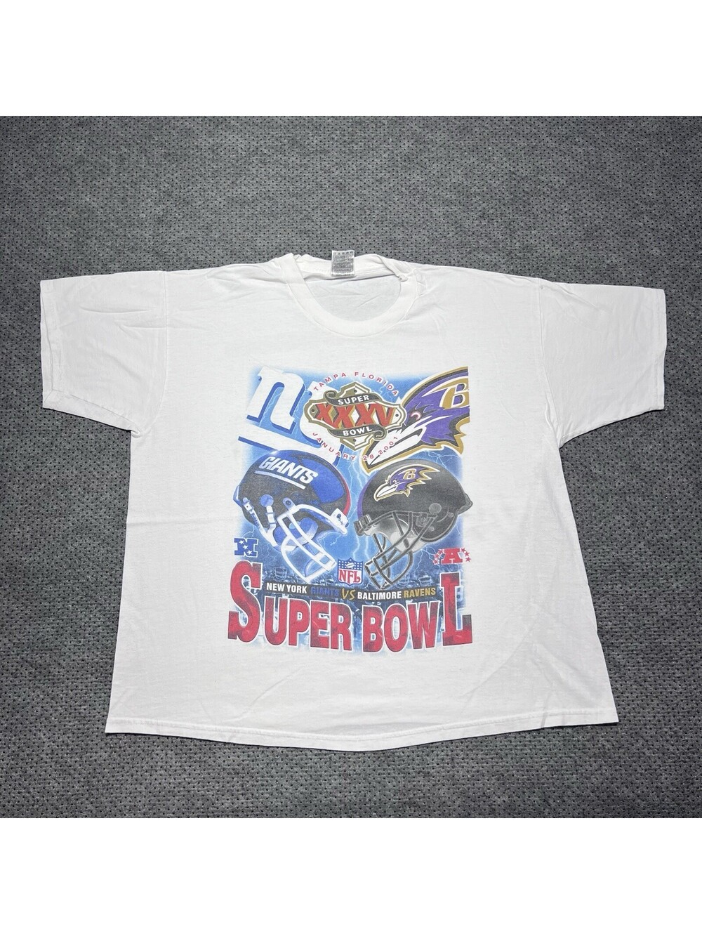 Vintage 2001 Baltimore Ravens Vs New York Giants T-Shirt XL Rare Men’s White